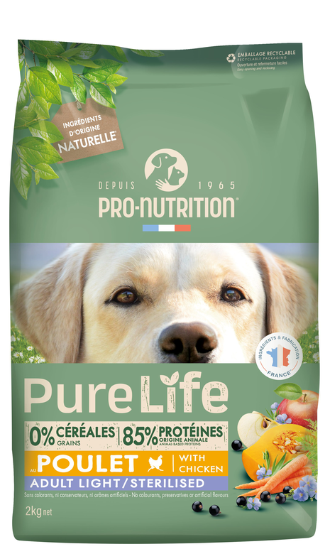 Pro-Nutrition - Croquettes Pure Life Chien Adult Light Sterilised - 2kg image number null