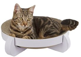 Kerbl - Corbeille Griffoir Platinum Blanc avec Catnip pour Chat - 35x35x10 cm