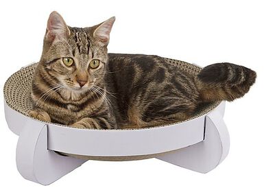 Kerbl - Corbeille Griffoir Platinum Blanc avec Catnip pour Chat - 35x35x10 cm