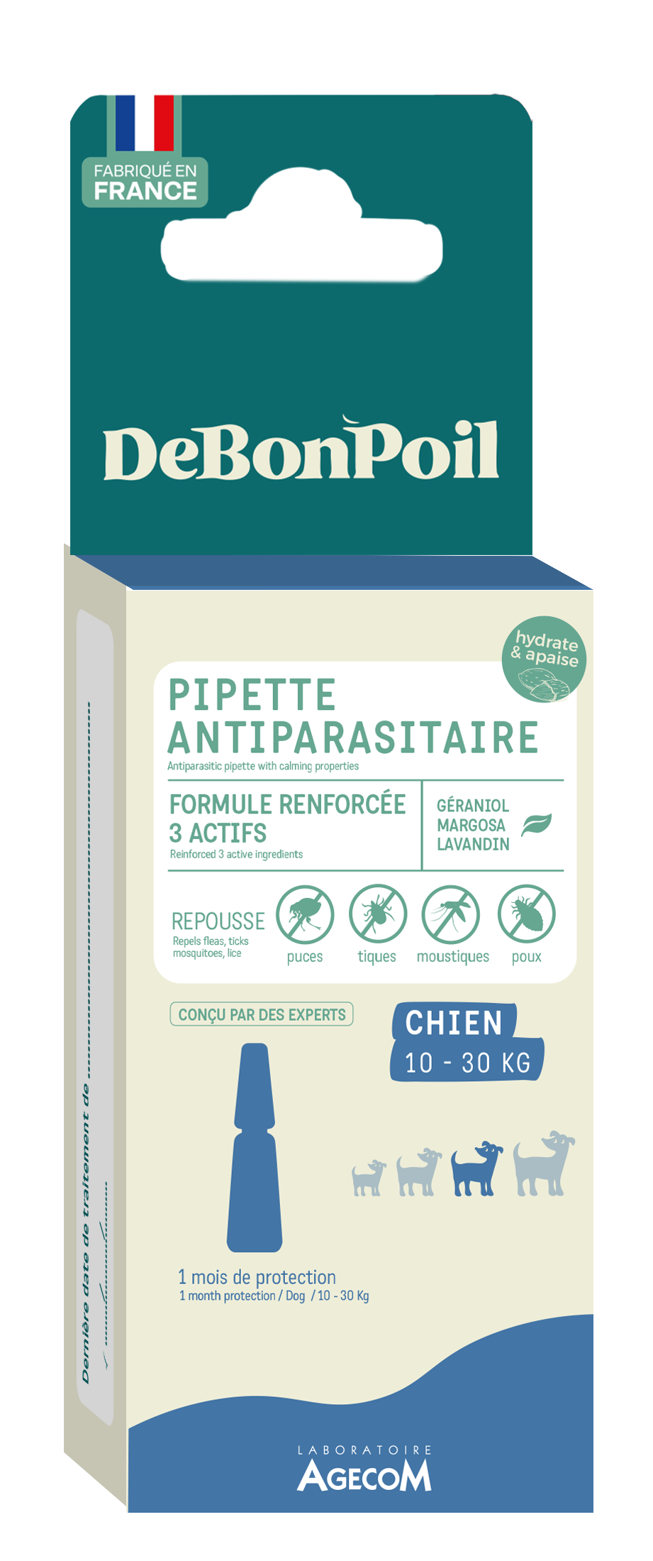 DeBonPoil - Pipette Antiparasitaire et Apaisante pour Chien de Moyenne Taille - x1 Image num&eacute;ro 1