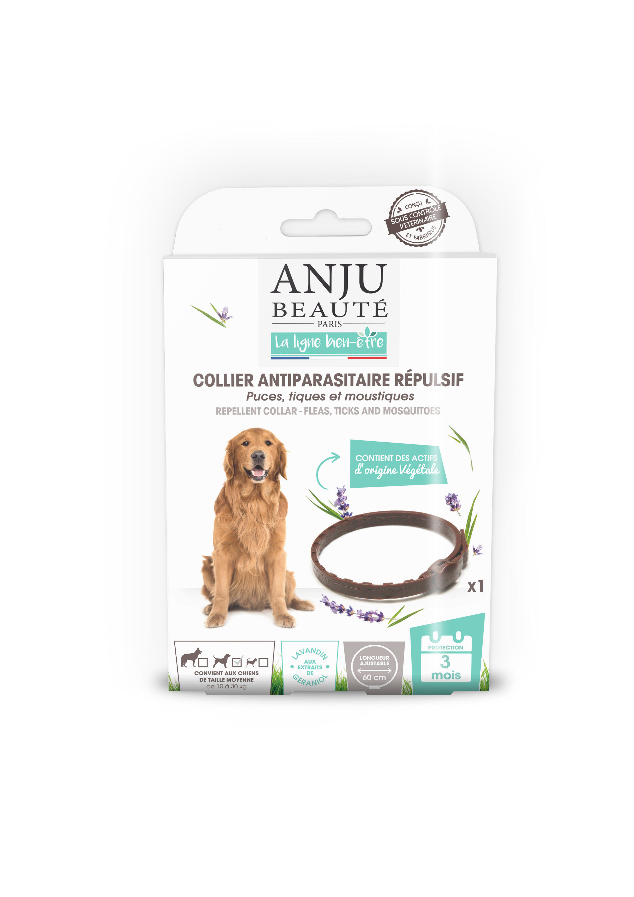 Anju Beaute - Collier Antiparasitaire R&eacute;pulsif Moyen Chiens - 60cm Image num&eacute;ro 1