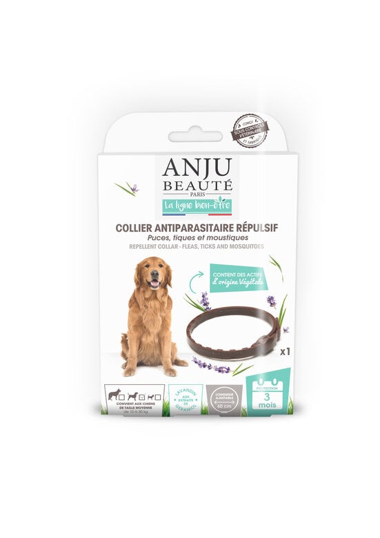 Anju Beaute - Collier Antiparasitaire Répulsif Moyen Chiens - 60cm Image numéro 1 Anju Beaute - Collier Antiparasitaire Répulsif Moyen Chiens - 60cm Image numéro 1