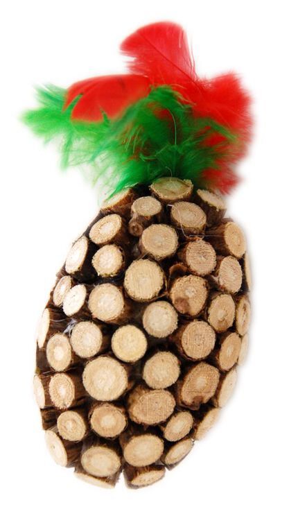 Wouapy - Jouet Ovale en Bois avec Plumes pour Chat - 7,7cm Image num&eacute;ro 1