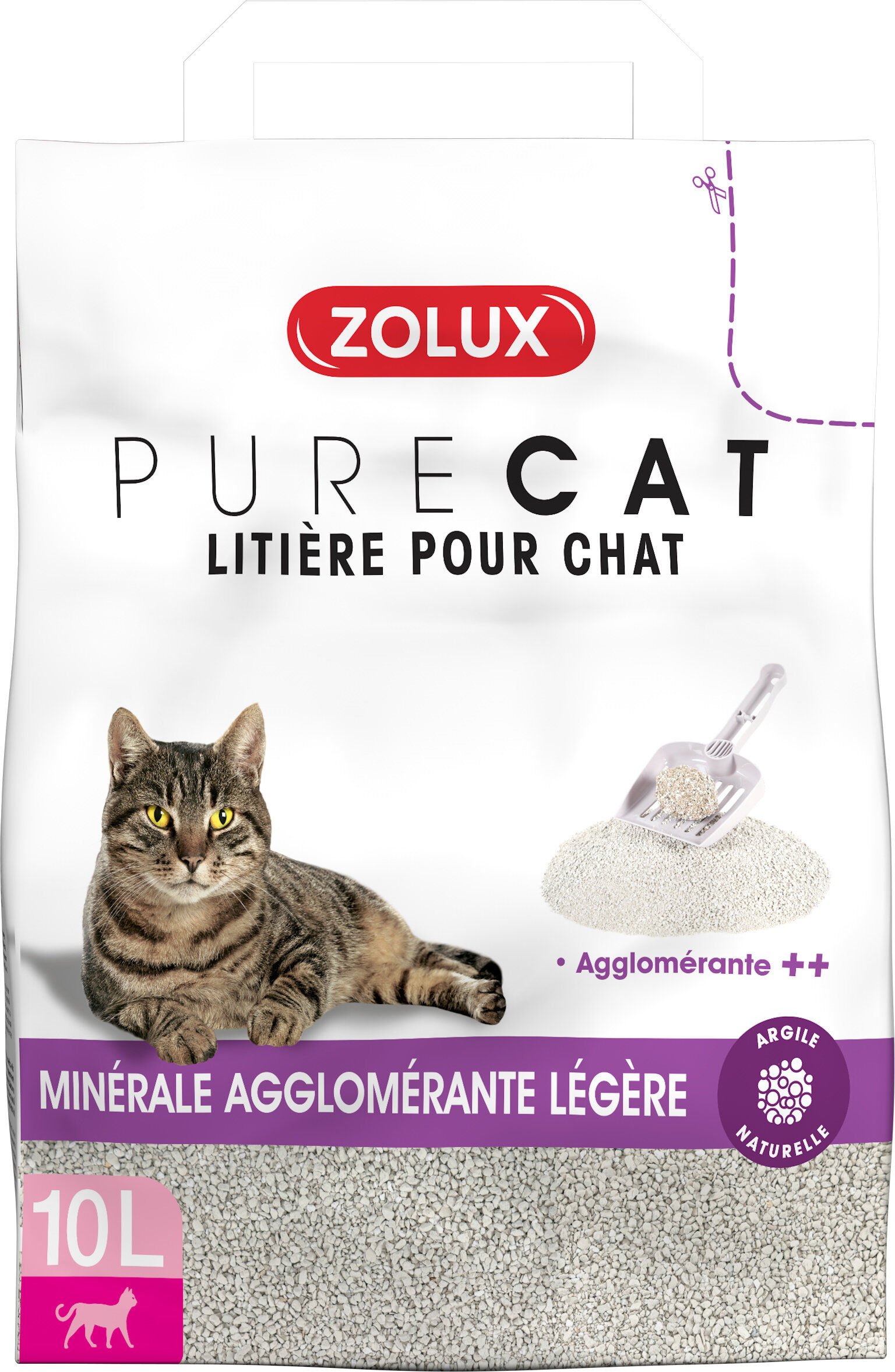 Zolux - Liti&egrave;re Purecat Agglom&eacute;rante L&eacute;g&egrave;re - 10L Image num&eacute;ro 1