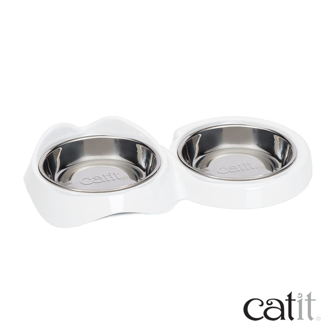 Catit - Bol Double de nourrissage Pixi Blanc pour Chat - 32cm Image num&eacute;ro 2