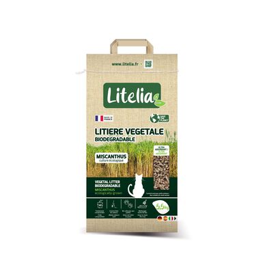 Litelia - Litière Végétale en Granulés de Miscanthus pour Chats - 5,5Kg
