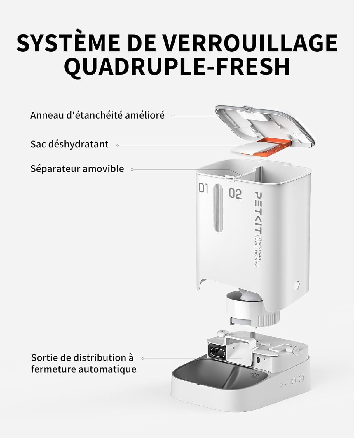 Petkit - Distributeur de Croquettes Double YumShare Dualhopper Connect&eacute; avec Cam&eacute;ra - 5L Image num&eacute;ro 2