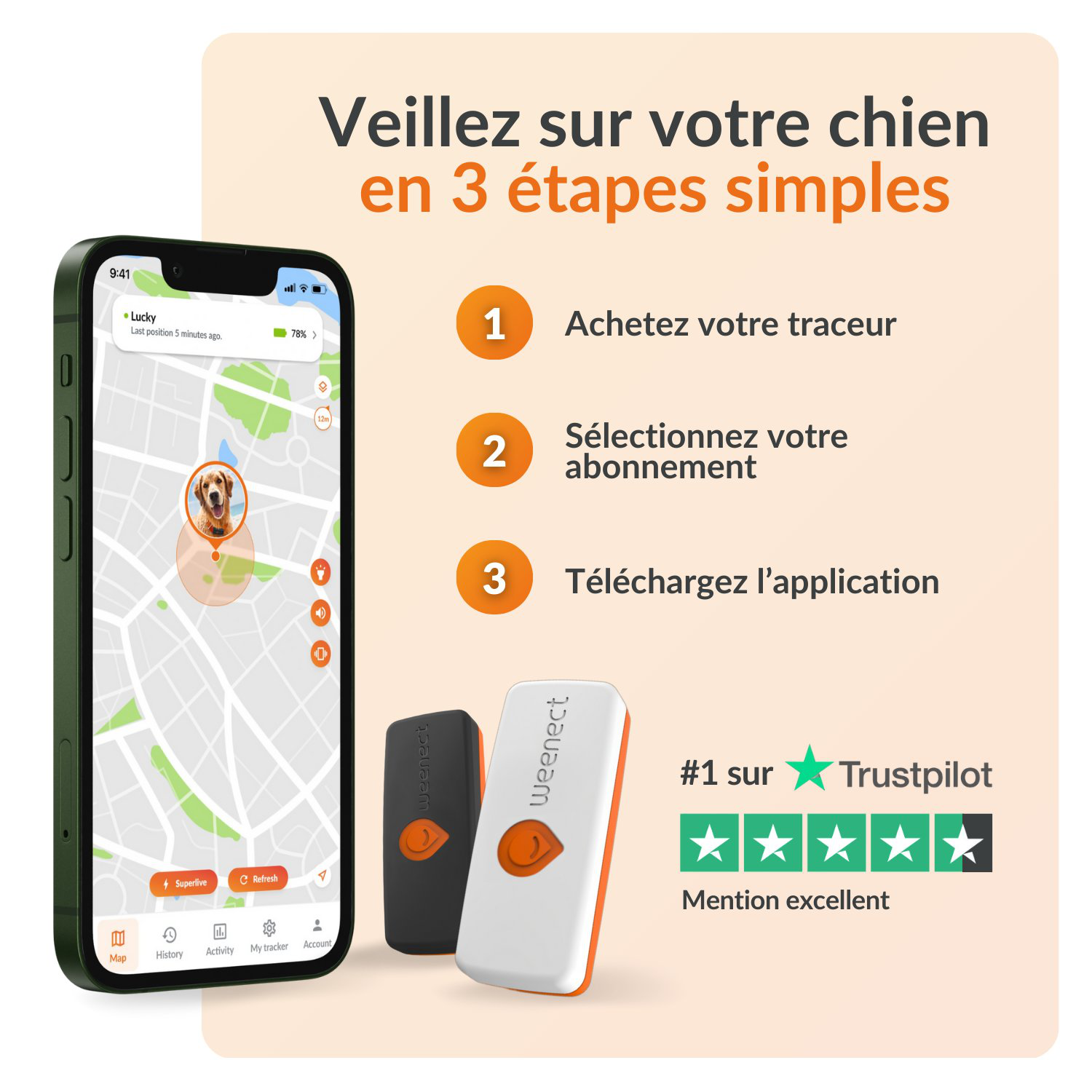 Weenect - Traceur GPS L/XL Edition 2023 pour Chiens - Noir Image num&eacute;ro 8