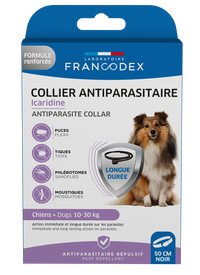 Francodex - Collier Antiparasitaire Icardine pour Petits et Moyens Chiens - Noir