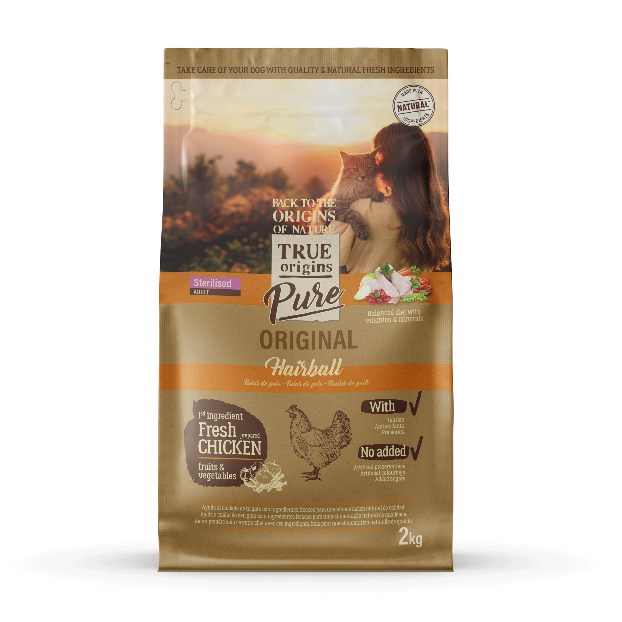 True Origins Pure- Croquettes Hairball pour Chat Adulte St&eacute;rilis&eacute; - 2kg Image num&eacute;ro 1