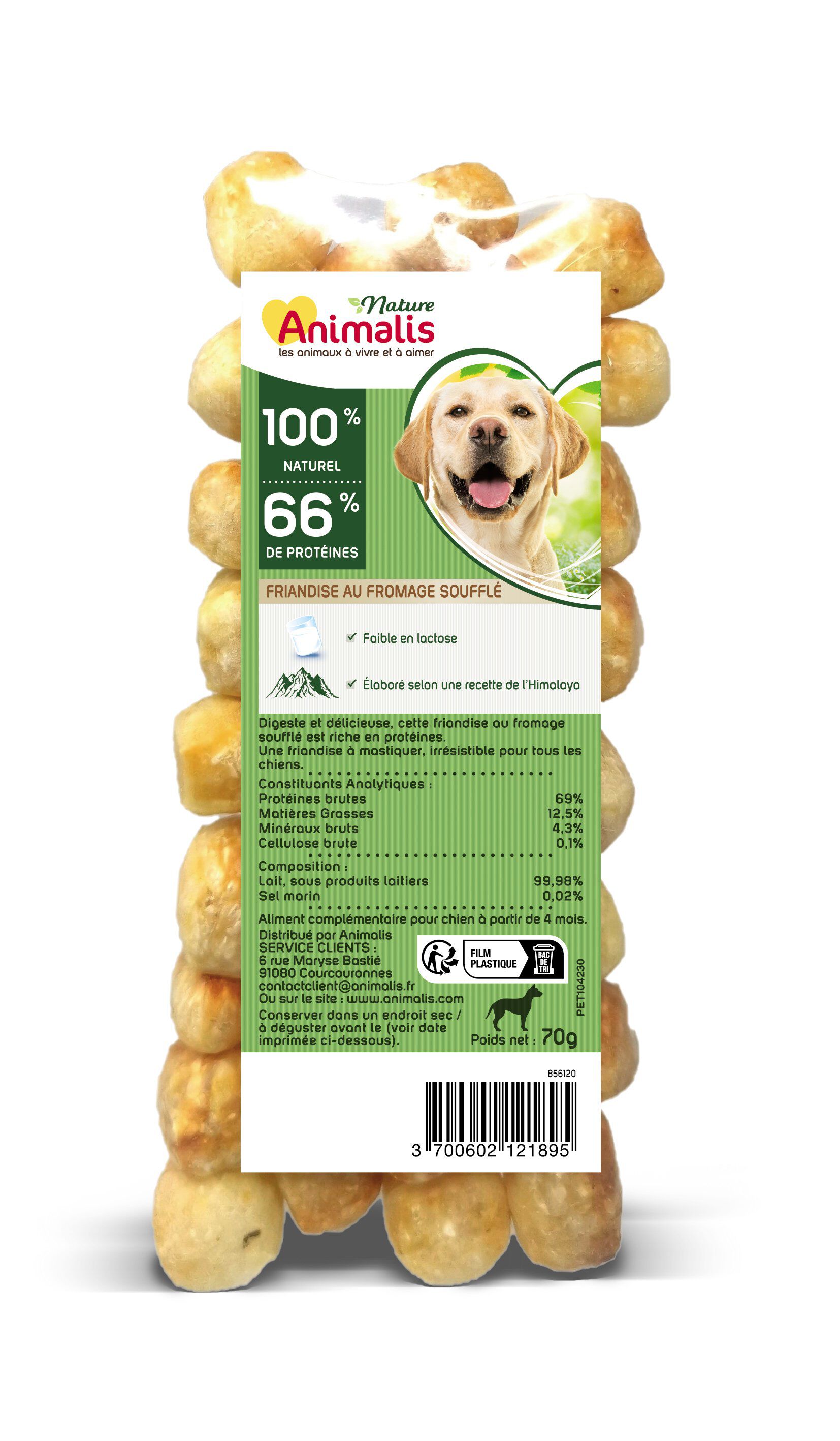 Animalis - Friandises au Fromage Soufl&eacute; pour Chien - 70g Image num&eacute;ro 1