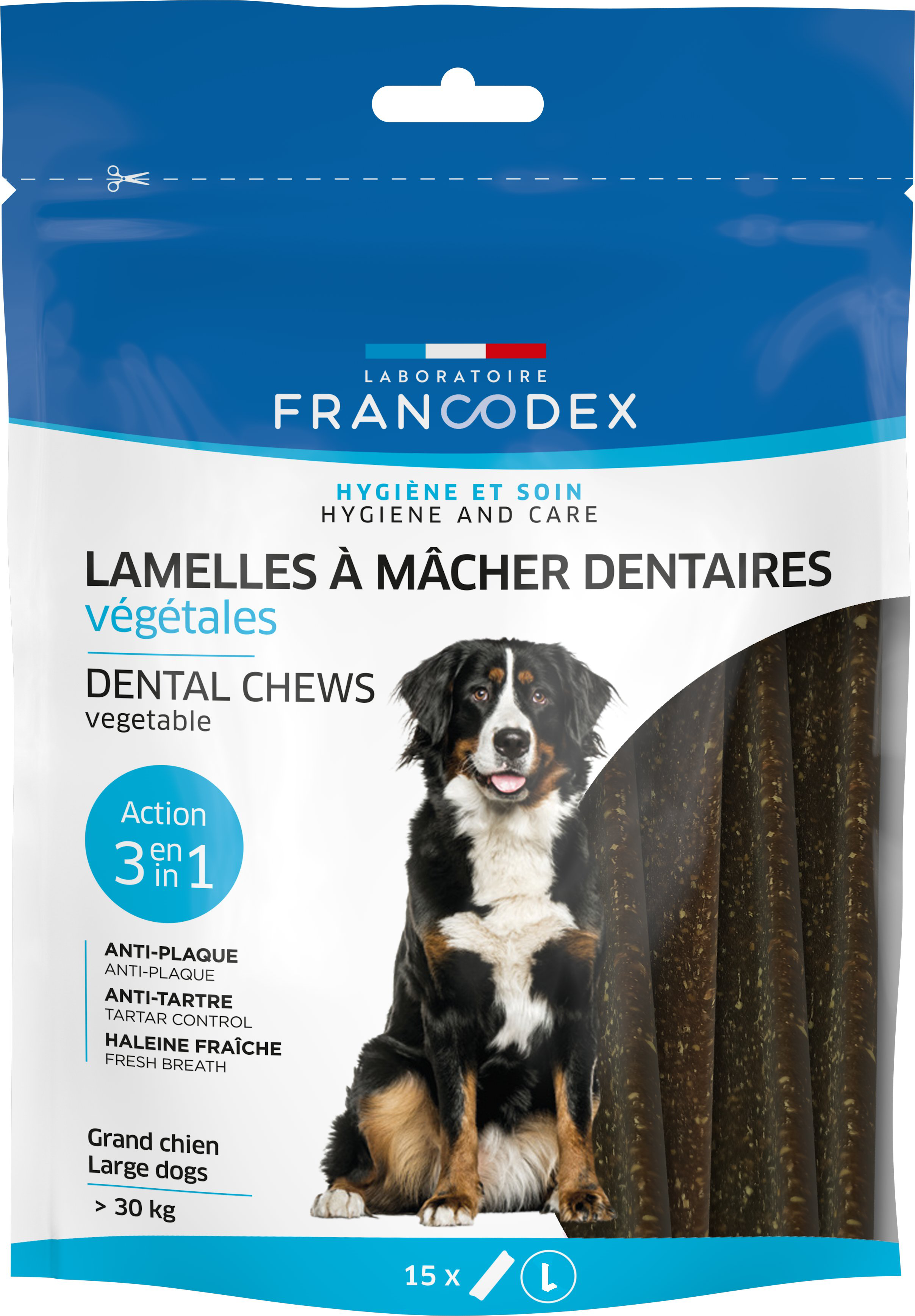 Francodex - Lamelles &agrave; M&acirc;cher Anti plaque Dentaire pour Grand Chien > &agrave; 30Kg - x15 Image num&eacute;ro 1