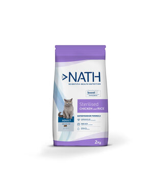 Nath - Croquettes Adult Sterilised au Poulet et Riz pour Chat - 2Kg
