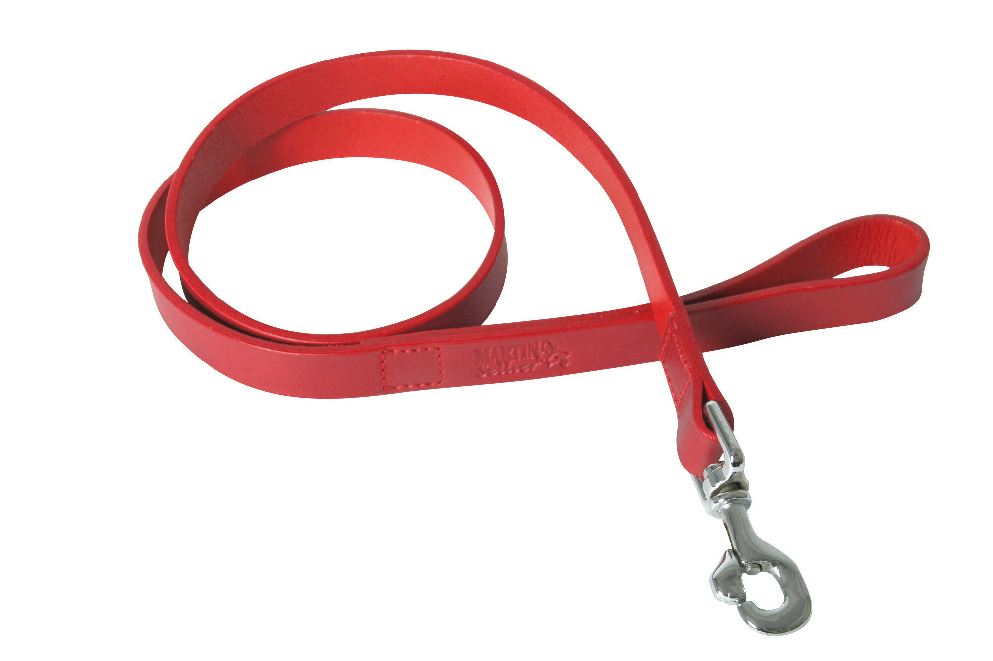 Martin Sellier - Laisse en Cuir Bords Arrondis de 20-100cm pour Chien - Rouge Image num&eacute;ro 1