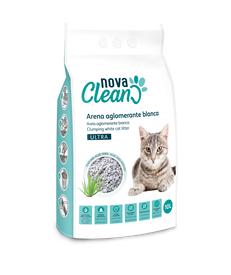 Nova Clean - Liti&egrave;re Agglom&eacute;rante Blanche Parfum Aloe Vera Ultra Absorbante pour Chats - 10L