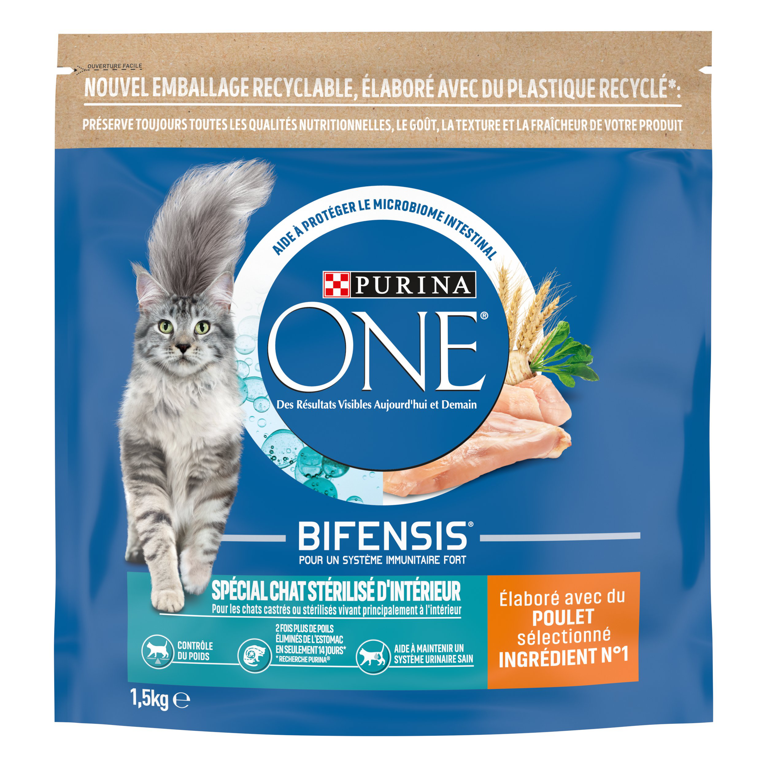 Purina One - Croquettes au Poulet et Bl&eacute; pour Chat St&eacute;rilis&eacute; d'Int&eacute;rieur - 1,5Kg Image num&eacute;ro 2