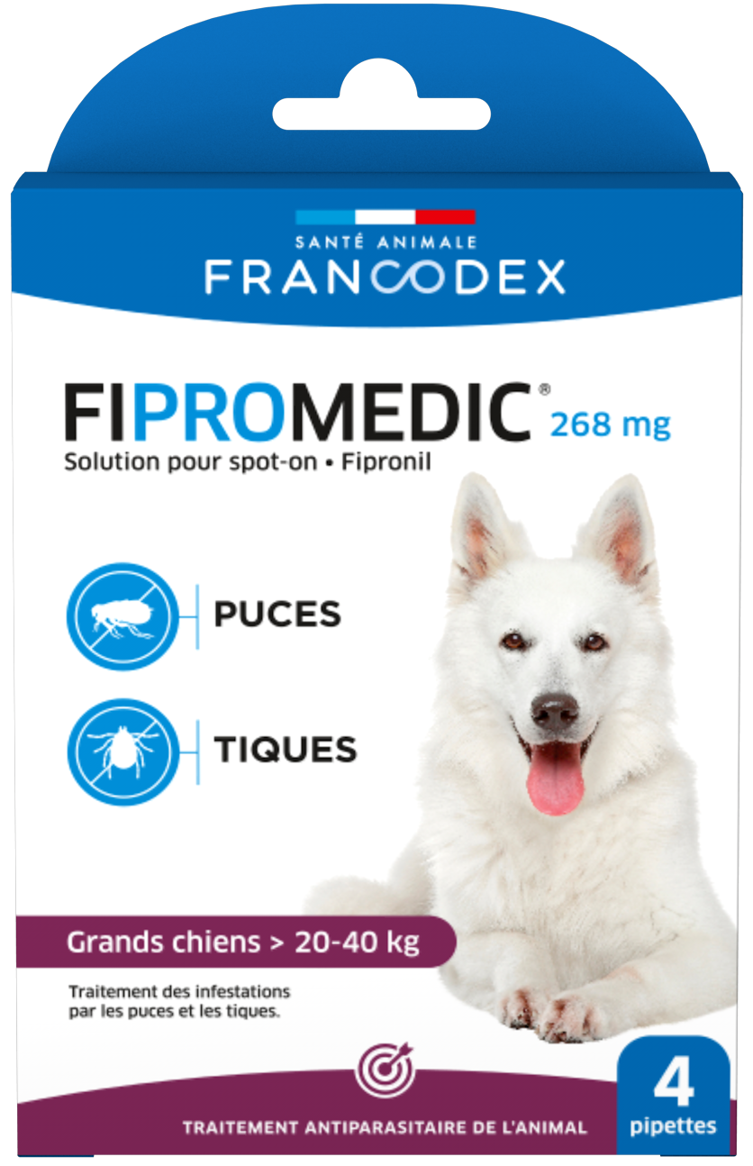 Francodex - Pipettes Fipromedic 268 mg Antiparasitaire Grands Chiens 20-40Kg - x4 Image num&eacute;ro 1