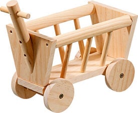 Flamingo - Ratelier Foin Chariot Roulant en Bois pour Rongeurs - 20cm