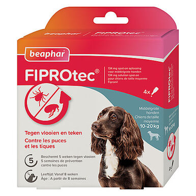 Beaphar - Pipettes Antiparasitaires Fiprotec pour Chien Moyen - X4