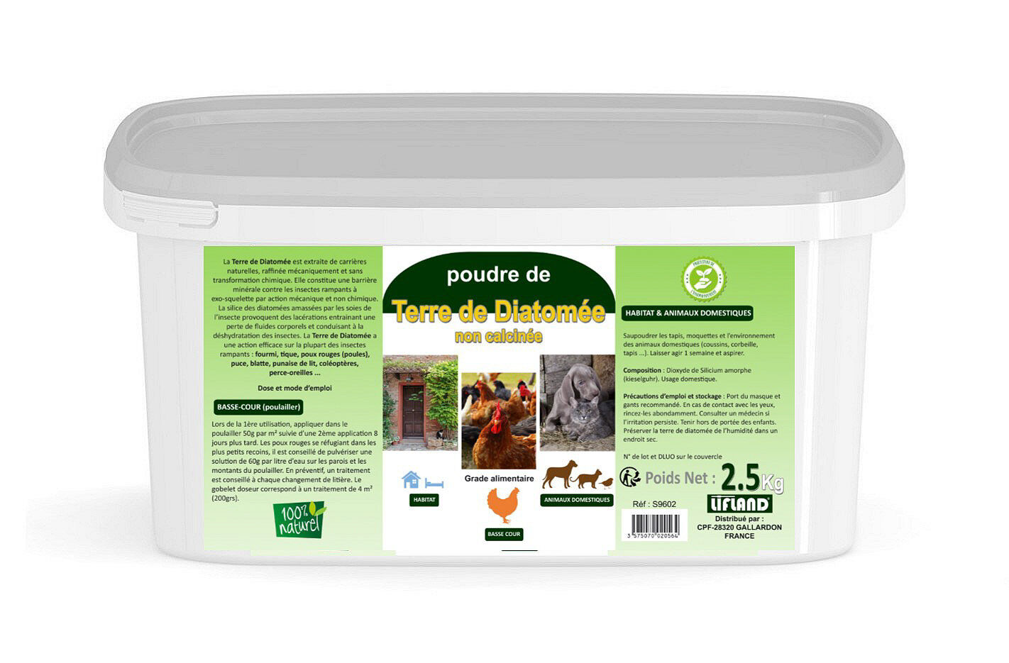 Lifland - Terre de Diatom&eacute;e pour Basse cour - 2,5Kg Image num&eacute;ro 1