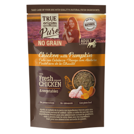 True Origins Pure - P&acirc;t&eacute;e Poulet & Citrouille sans C&eacute;r&eacute;ales pour Chienss - 150g