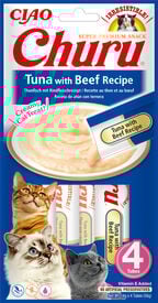 Inaba - Friandises Churu Recette Thon et Bœuf pour Chats - 4x14g