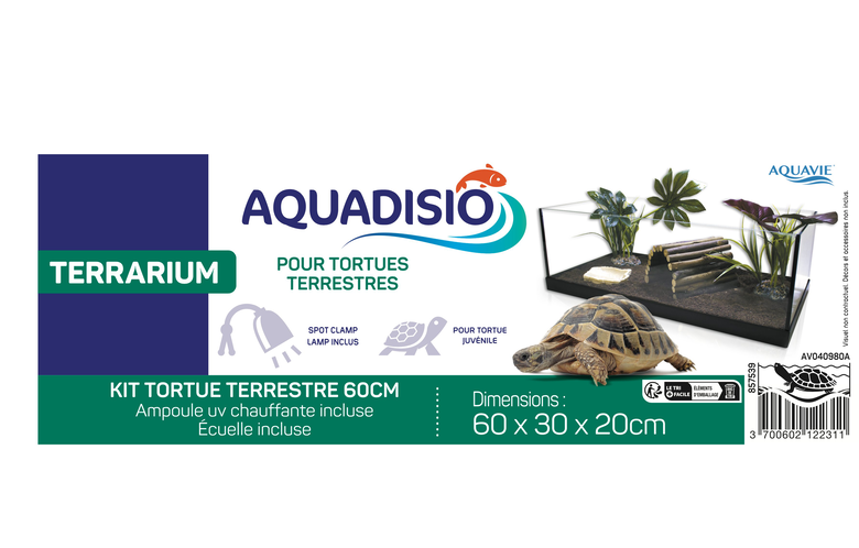 Aquadisio - Terrarium Kit Equipé pour Tortue Terrestre - 60cm image number null