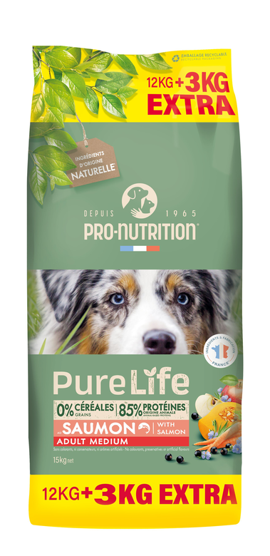 Pro-Nutrition - Croquettes Pure Life Chien Adult Medium - 12kg + 3kg Offerts image number null