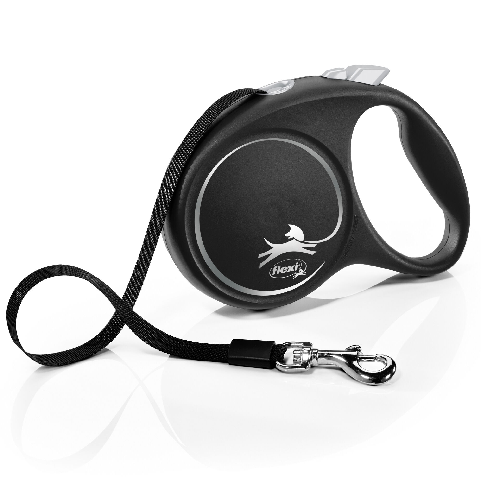 Flexi - Laisse &agrave; Enrouleur Black Design L Sangle pour Chiens - 5m Noir/Bleu Image num&eacute;ro 2