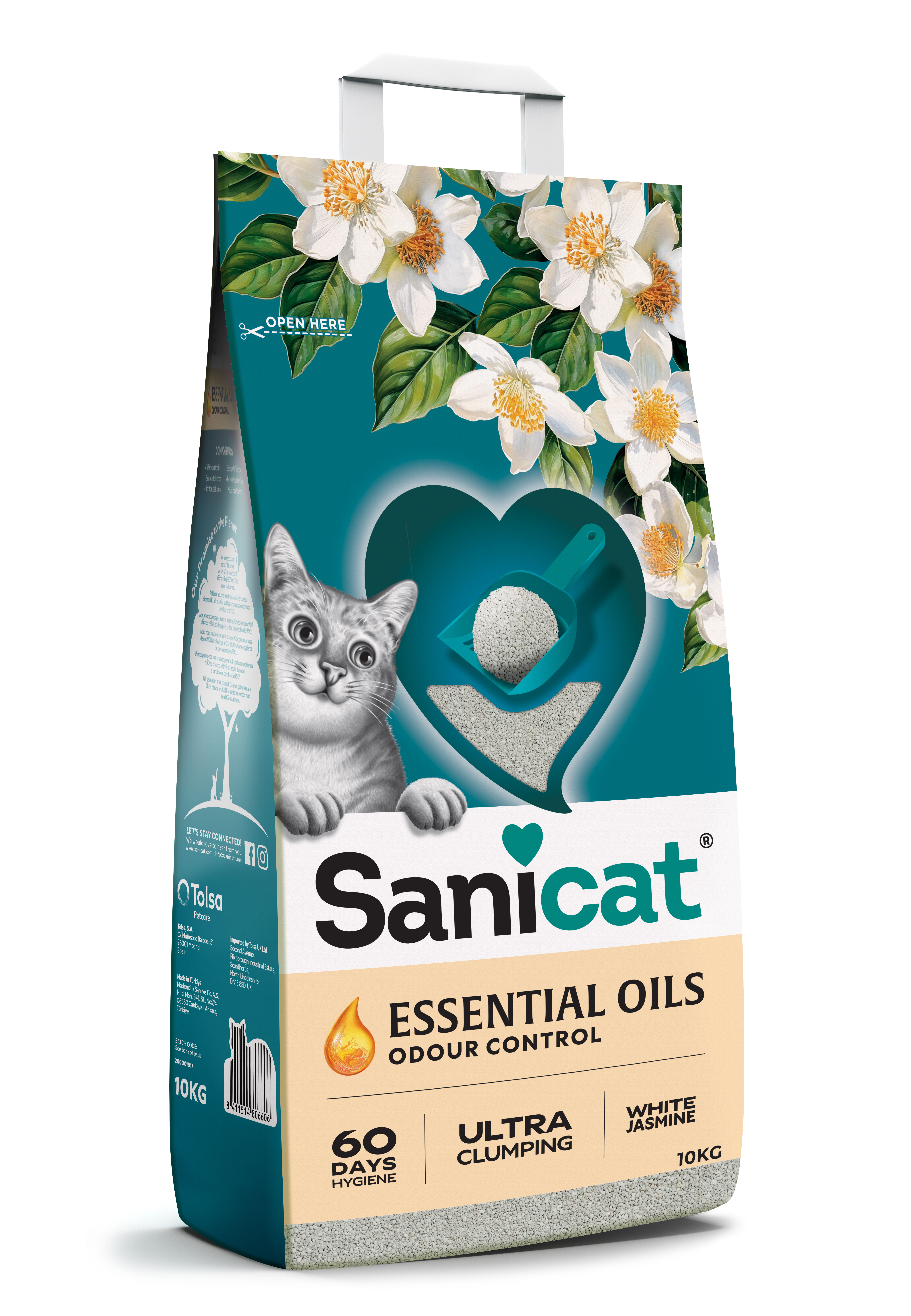 Sanicat - Liti&egrave;re Agglom&eacute;rante Essential Oils White Jasmin pour Chats - 10Kg Image num&eacute;ro 1