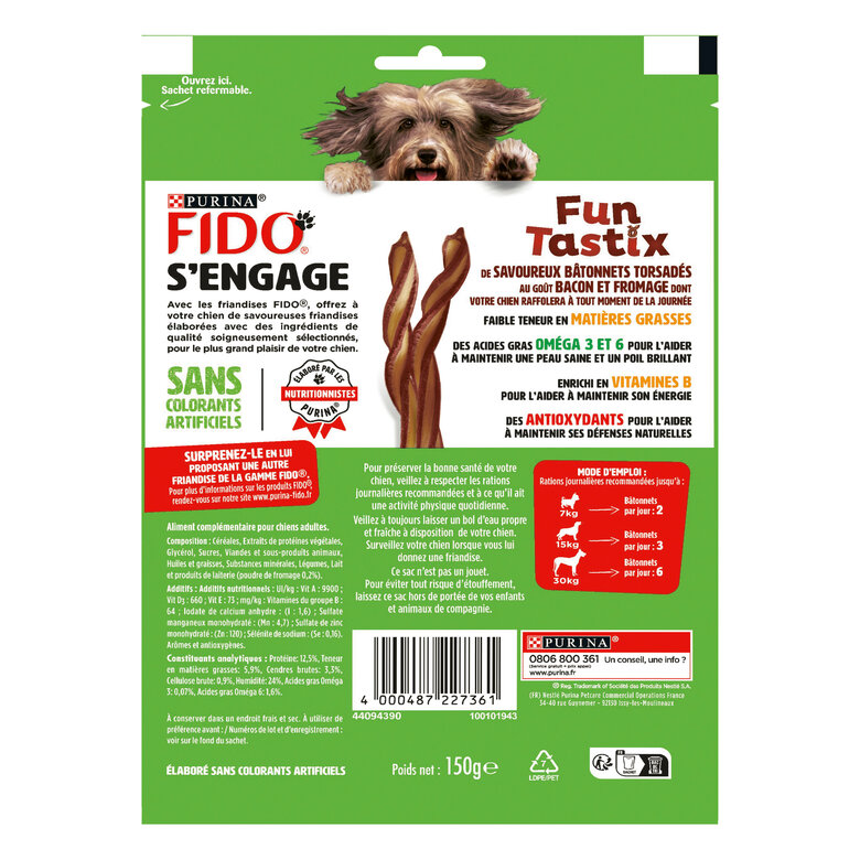 Fido - Friandises Funtastix Bacon et Fromage pour Chien - 150g image number null