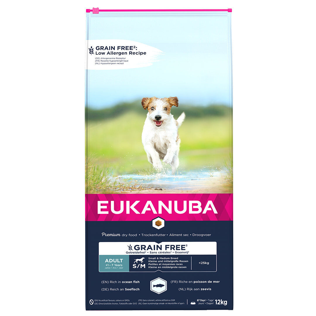 Eukanuba -  Croquettes Chien Adulte Sans C&eacute;r&eacute;ales Petites et Moyennes Races Riche en Poissons - 12kg Image num&eacute;ro 1