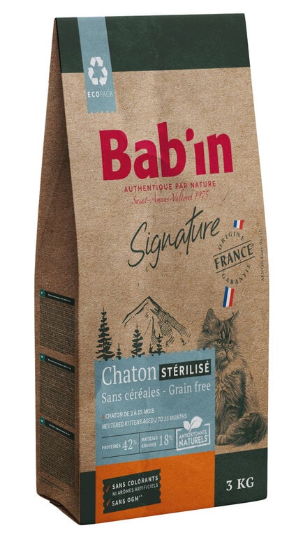 Bab'in - Croquettes sans Céréales au Poulet pour Chatons - 3kg Image numéro 1 Bab'in - Croquettes sans Céréales au Poulet pour Chatons - 3kg Image numéro 1