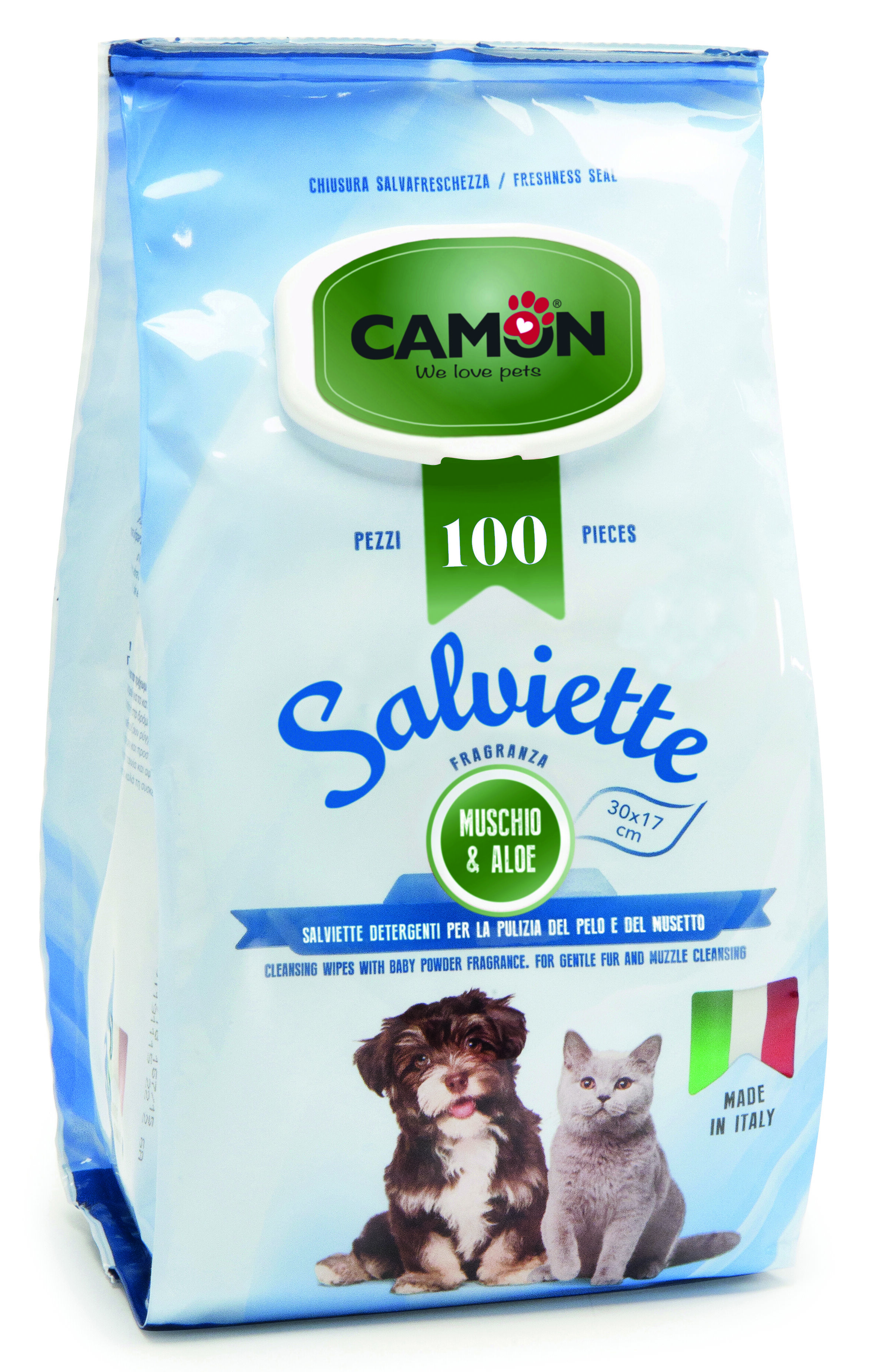 Camon - Lingettes Nettoyantes avec Alo&egrave;s pour Chiens et Chats - x100 Image num&eacute;ro 1