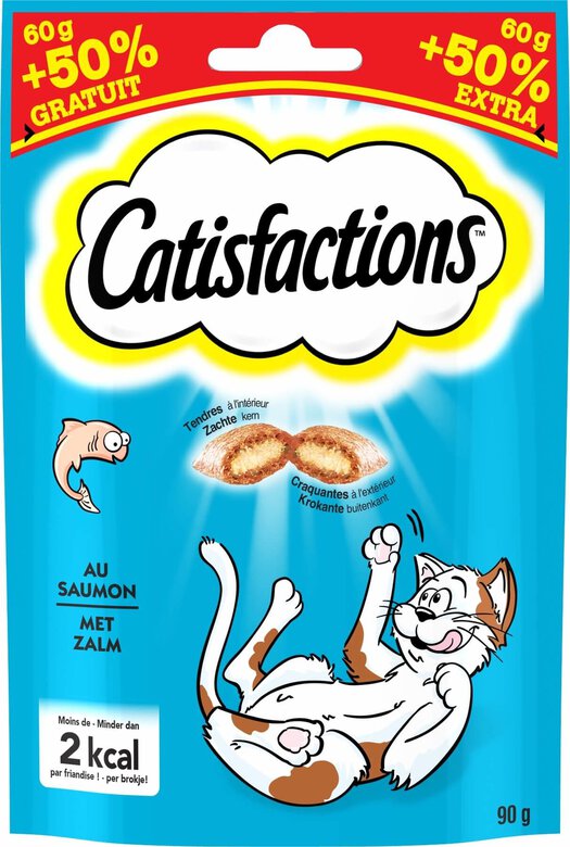Catisfactions - Friandises au Saumon pour Chat - 60g + 50% Gratuit Image numéro 1 Catisfactions - Friandises au Saumon pour Chat - 60g + 50% Gratuit Image numéro 1