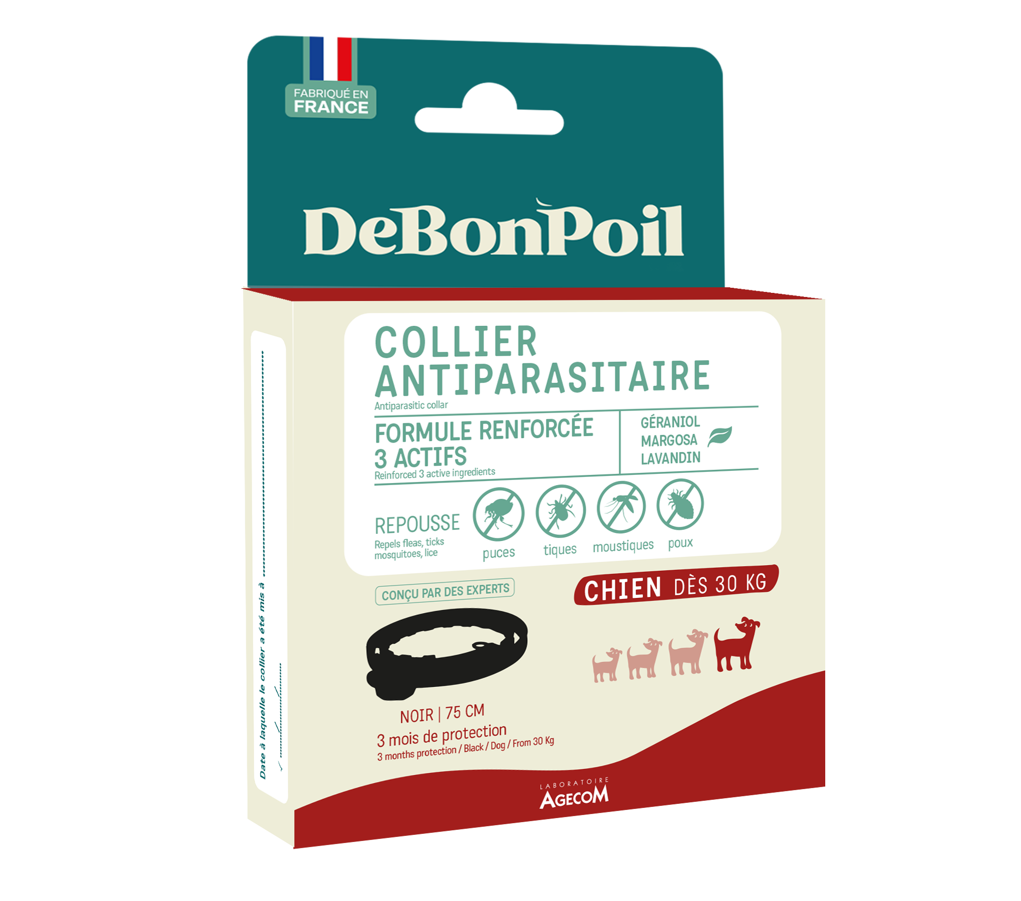 DeBonPoil - Collier Antiparasitaire pour Grand Chien - Noir Image num&eacute;ro 1
