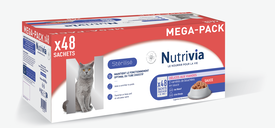 Nutrivia - Sachets en Sauce à la Viande pour Chats Adultes Stérilisés - 48x100g
