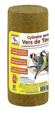 Natures Markets - Cylindre Graisse Végétale aux Vers de Terre pour Oiseaux du Ciel - 850g