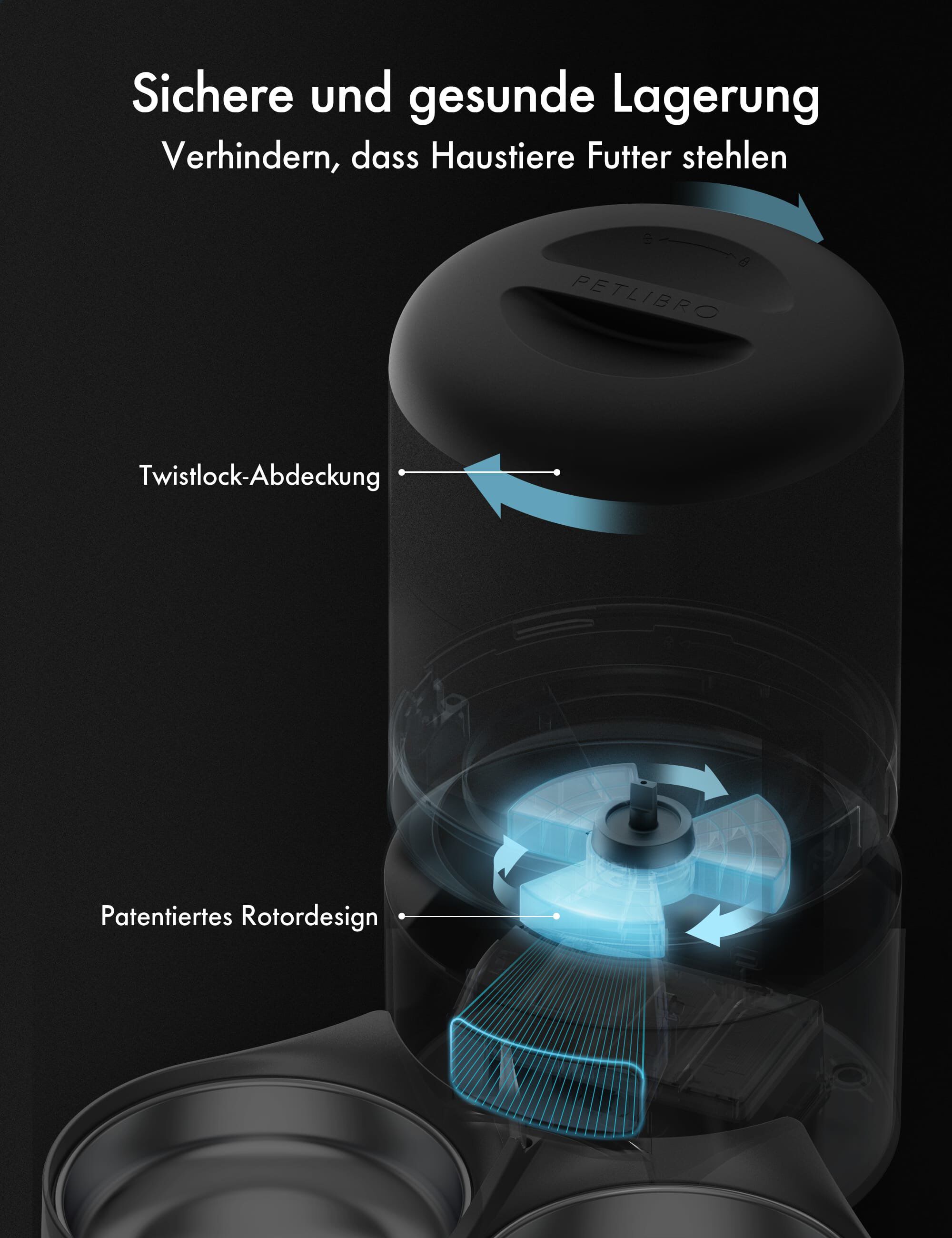 Petlibro - Distributeur Automatique Granary Dual Noir - 5L Image num&eacute;ro 11