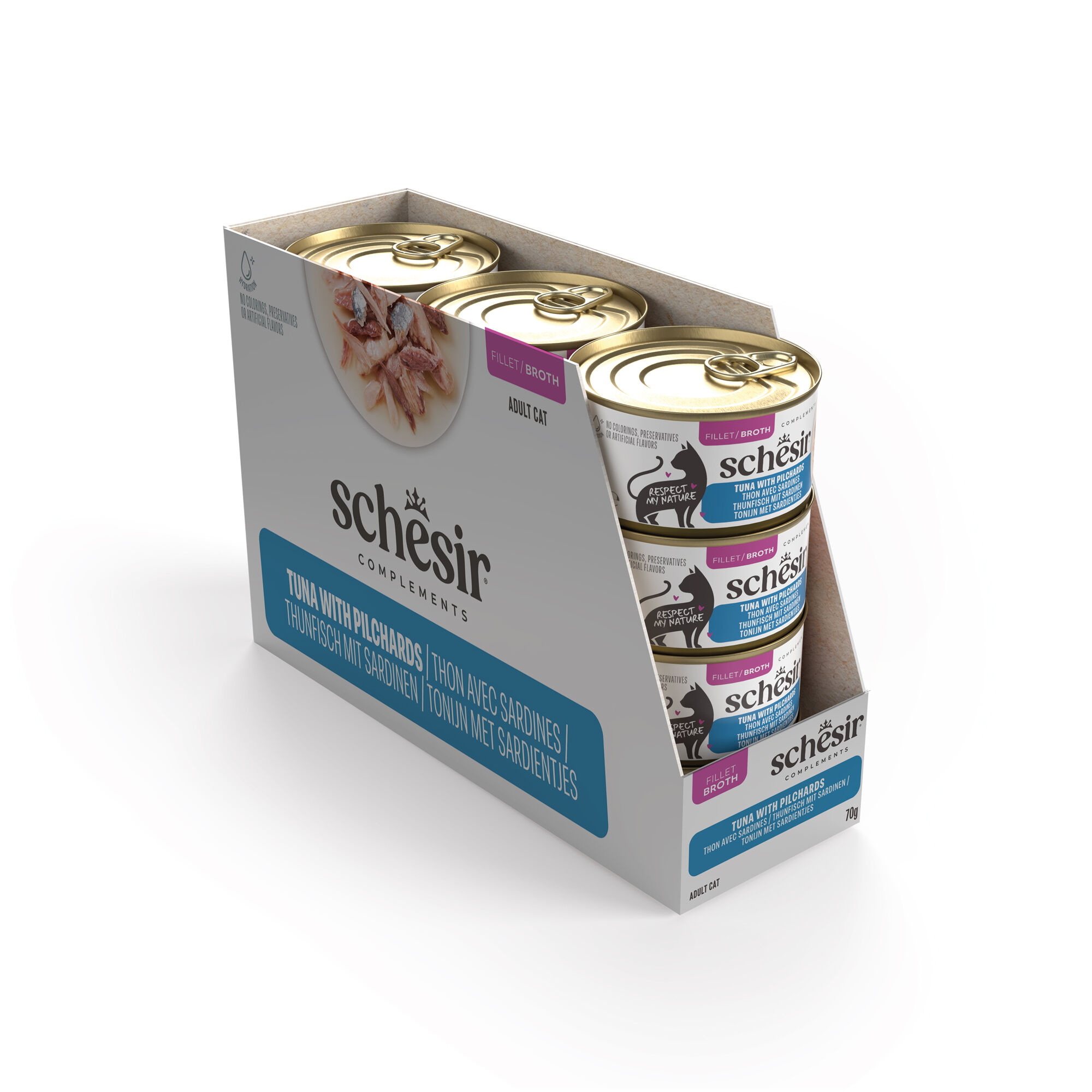 Schesir - P&acirc;t&eacute;e en Gel&eacute;e Thon et Sardine En Bouillon Pour Chats - 70g Image num&eacute;ro 3