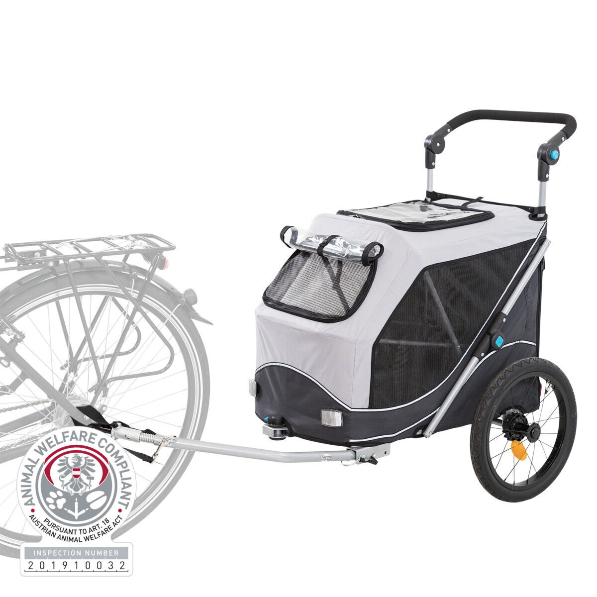 Trixie - Roulotte de V&eacute;lo Fonction Pliable Rapidement Gris - M: 63 x 95 x 90/132 cm Image num&eacute;ro 1
