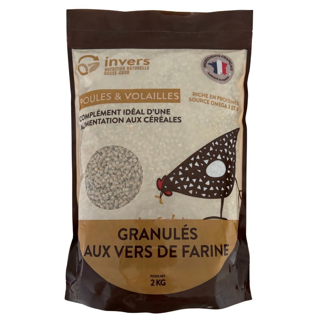 Invers - Granul&eacute;s aux Vers de Farine pour Poules & Volailles - 2Kg Image num&eacute;ro 1