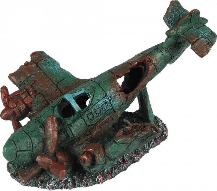 Aquadella - D&eacute;coration Avion Coul&eacute; pour Aquarium - 17x12,5x11cm Image num&eacute;ro 1