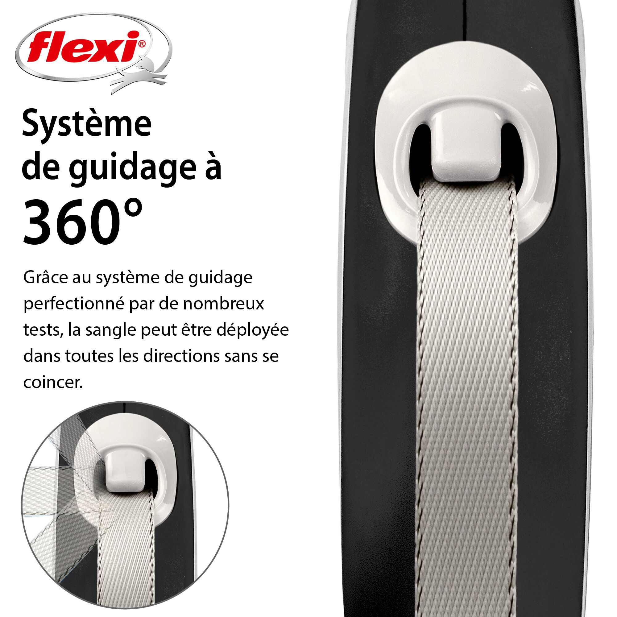 Flexi - Laisse &agrave; Enrouleur Comfort Sangle L pour Chiens - 5m / Noir Image num&eacute;ro 3