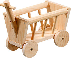 Flamingo - Ratelier Foin Chariot Roulant en Bois pour Rongeurs - 20cm