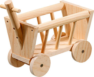 Flamingo - Ratelier Foin Chariot Roulant en Bois pour Rongeurs - 20cm
