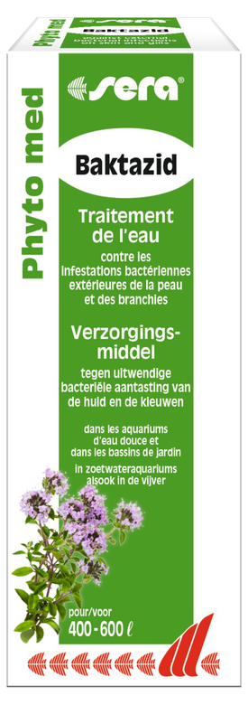 Sera - Traitement d'Eau Phyto Med Baktazid pour Aquarium d'Eau Douce - 30ml Image numéro 1 Sera - Traitement d'Eau Phyto Med Baktazid pour Aquarium d'Eau Douce - 30ml Image numéro 1