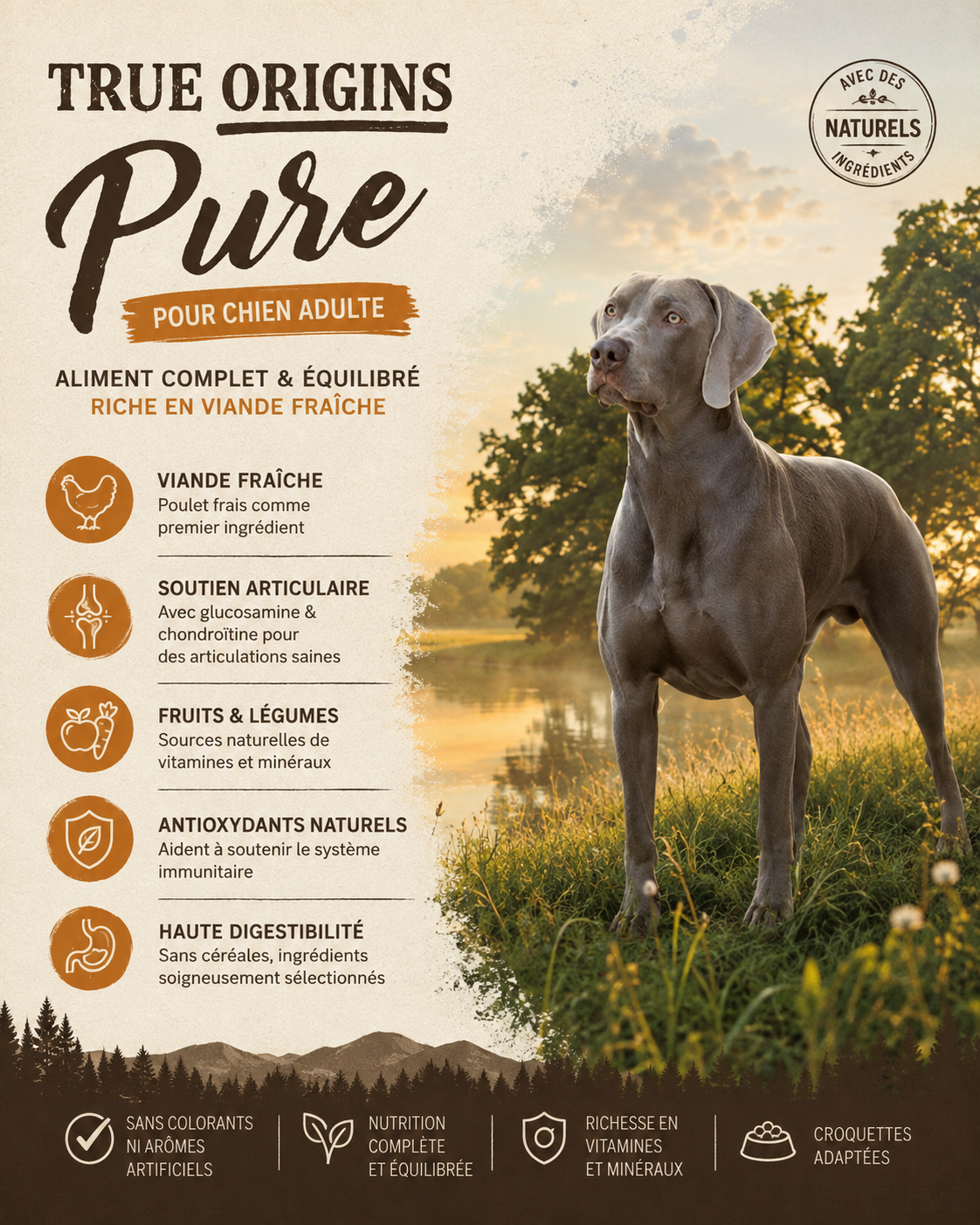 True Origins Pure - Croquettes au Poulet sans C&eacute;r&eacute;ales pour Chien Adulte - 3kg Image num&eacute;ro 4