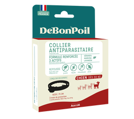 DeBonPoil - Collier Antiparasitaire pour Grand Chien - Noir