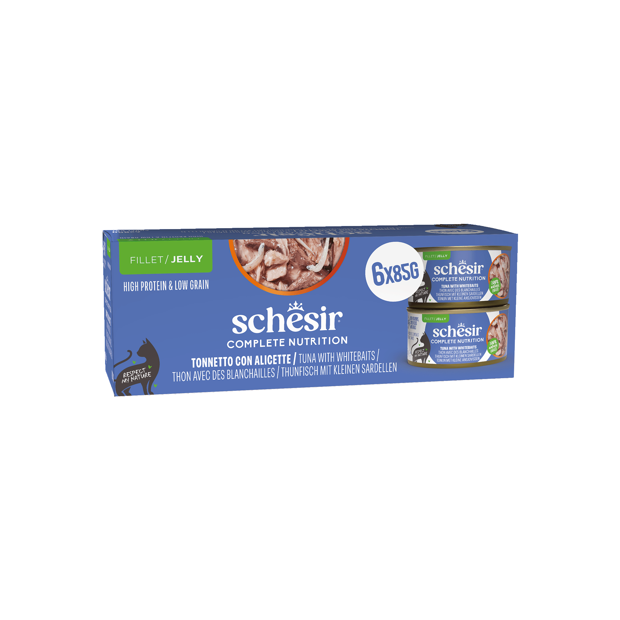 Schesir - P&acirc;t&eacute;e Complete Nutrition en Gel&eacute;e Thon et Blanchailles pour Chats - 6x85g Image num&eacute;ro 1
